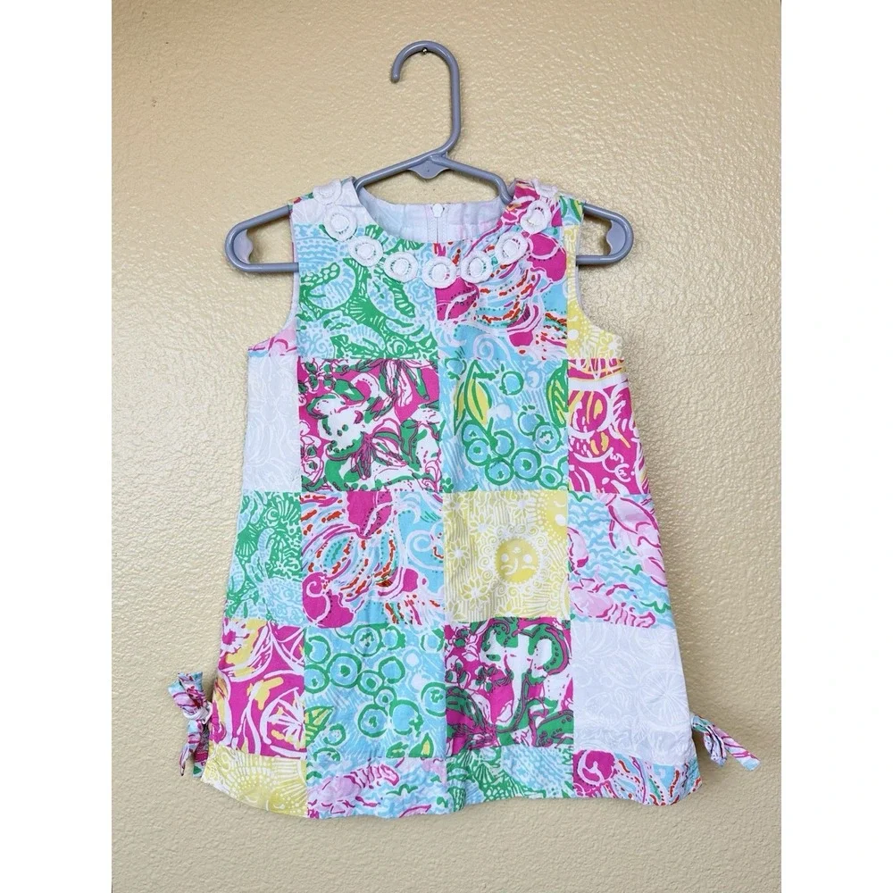 Lilly Pulitzer Girls 2 Patchwork Shift Dress Toddler Sleeveless Zip Back Cotton